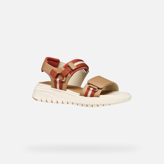 Geox Flextride S sandalo platform donna beige/mattone traspirante