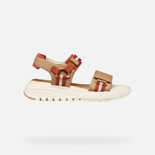 Geox Flextride S sandalo platform donna beige/mattone traspirante