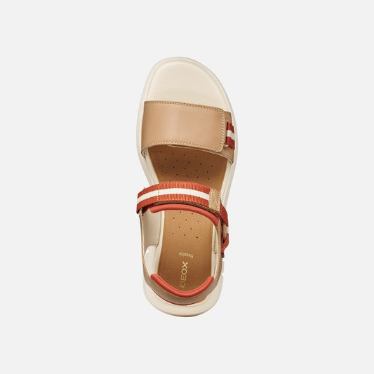 Geox Flextride S sandalo platform donna beige/mattone traspirante