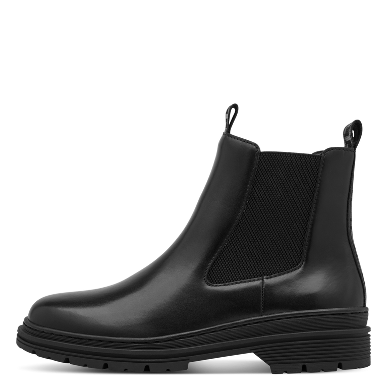 Tamaris tronchetto donna nero in pelle con zip e plantare estraibile
