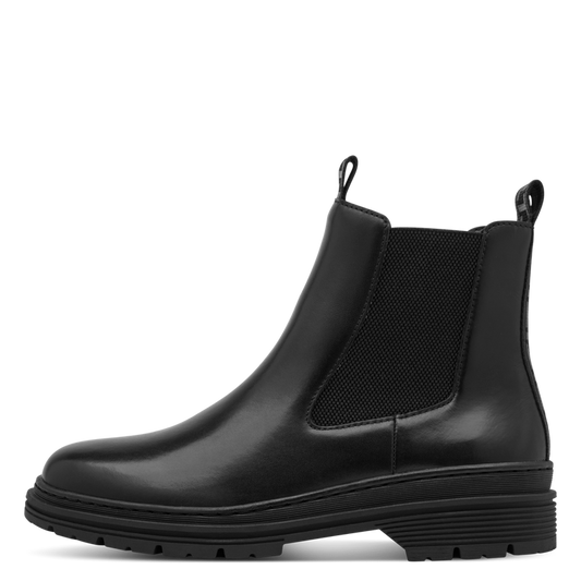 Tamaris tronchetto donna nero in pelle con zip e plantare estraibile