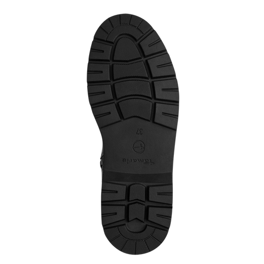 Tamaris tronchetto donna nero in pelle con zip e plantare estraibile