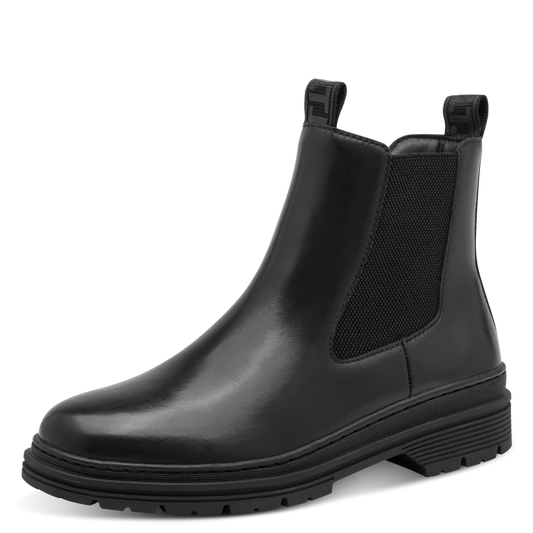 Tamaris tronchetto donna nero in pelle con zip e plantare estraibile