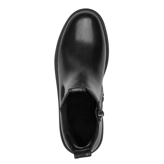 Tamaris tronchetto donna nero in pelle con zip e plantare estraibile