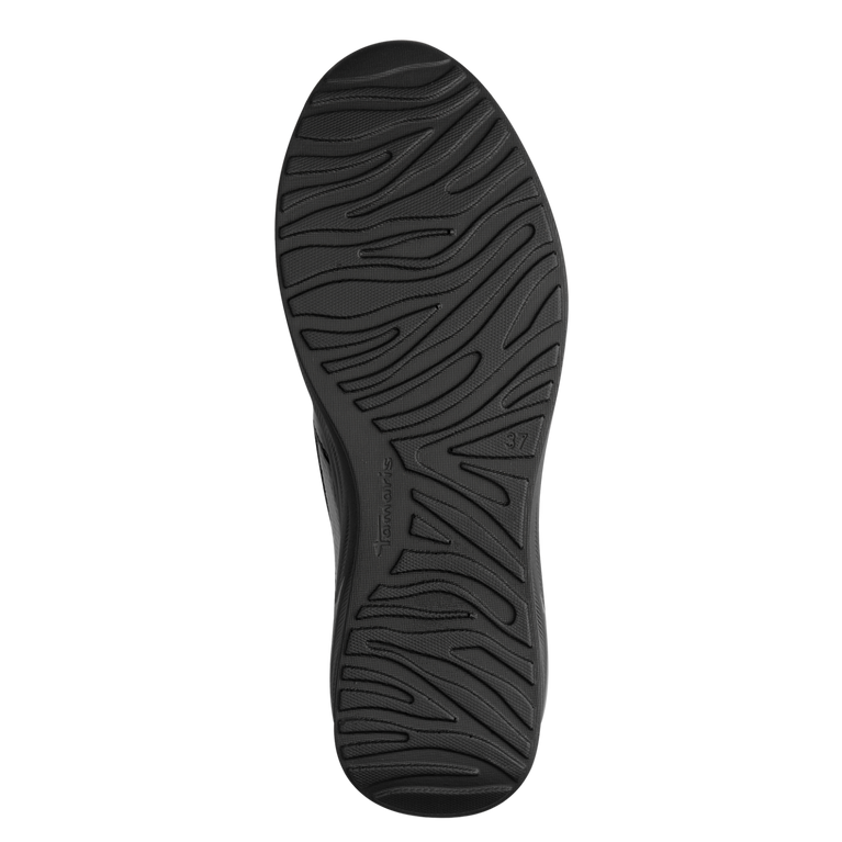 Tamaris sneaker donna nera lucida vegana con zip e plantare estraibile