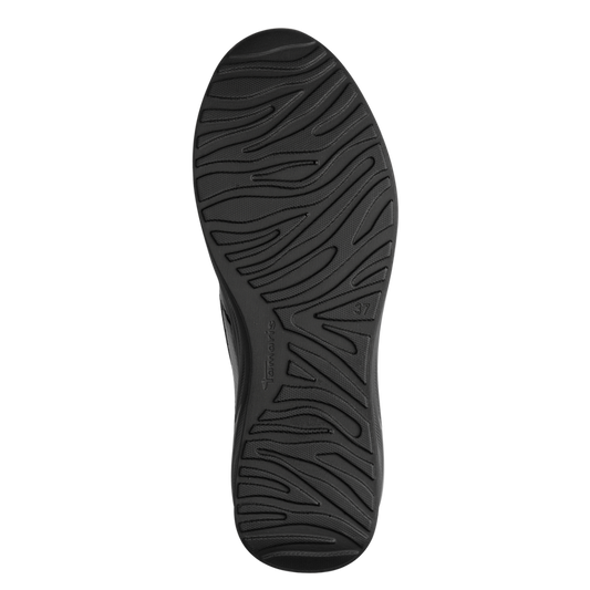 Tamaris sneaker donna nera lucida vegana con zip e plantare estraibile