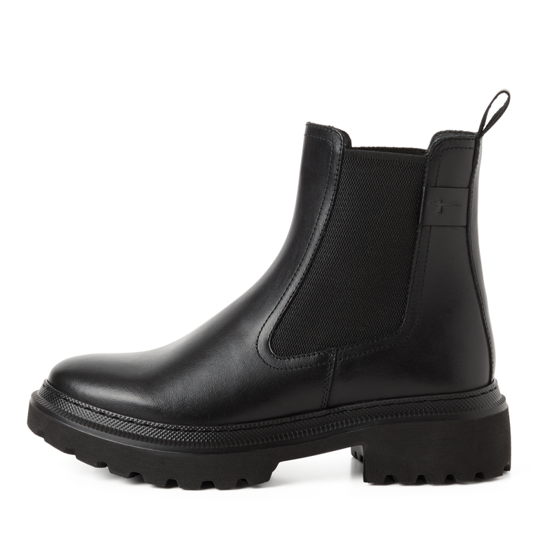 Tamaris tronchetto donna nero in pelle con elastico e plantare estraibile