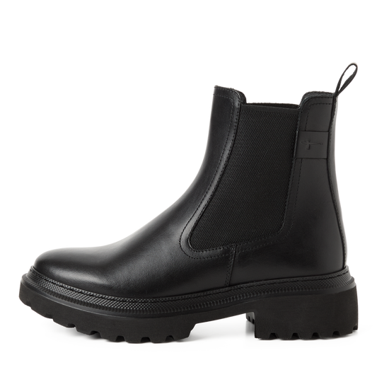 Tamaris tronchetto donna nero in pelle con elastico e plantare estraibile