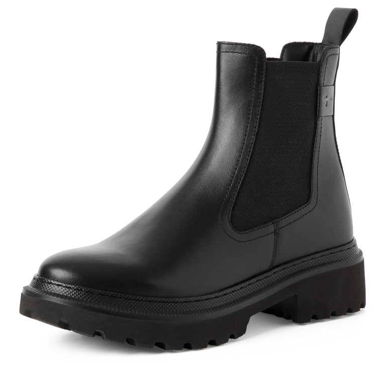 Tamaris tronchetto donna nero in pelle con elastico e plantare estraibile