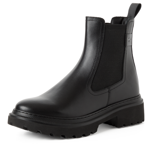 Tamaris tronchetto donna nero in pelle con elastico e plantare estraibile