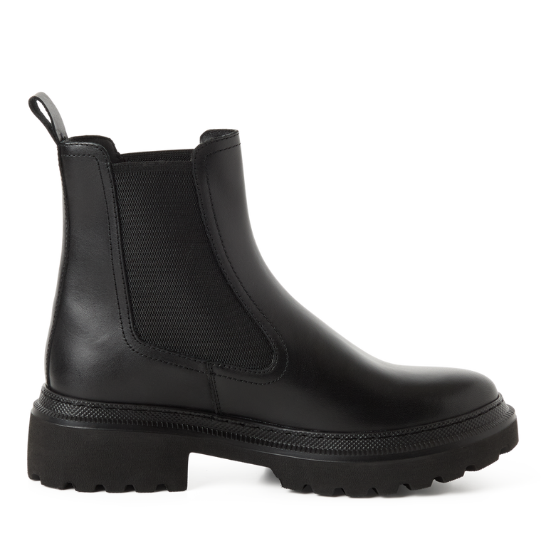 Tamaris tronchetto donna nero in pelle con elastico e plantare estraibile