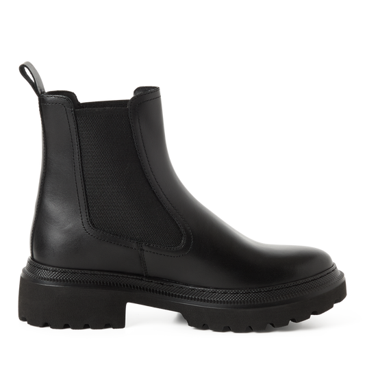 Tamaris tronchetto donna nero in pelle con elastico e plantare estraibile