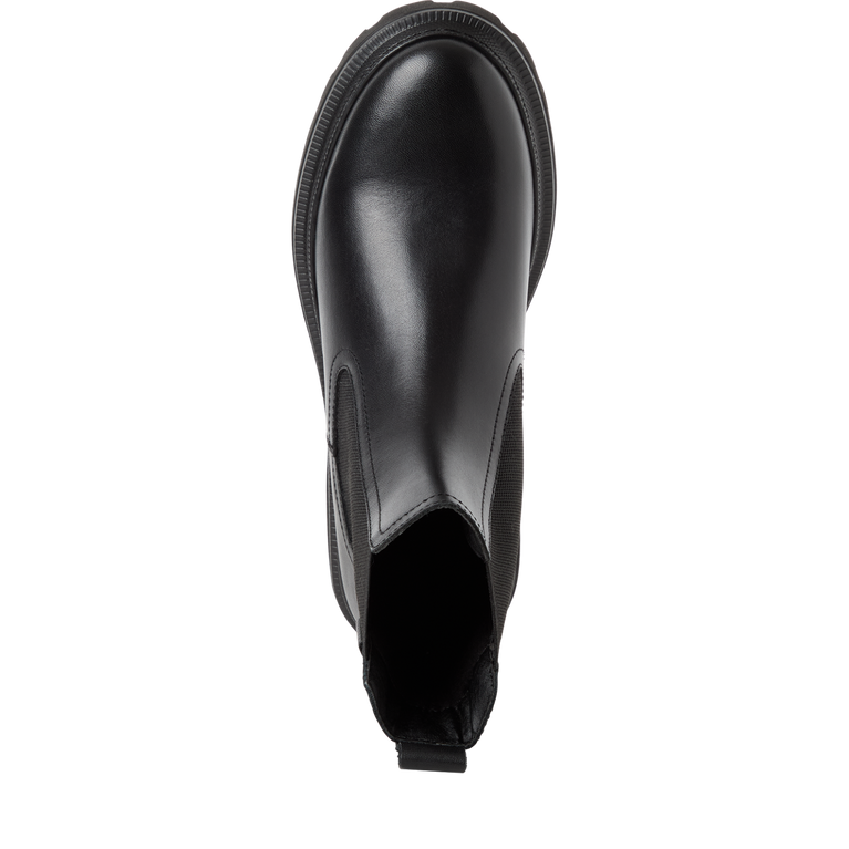 Tamaris tronchetto donna nero in pelle con elastico e plantare estraibile