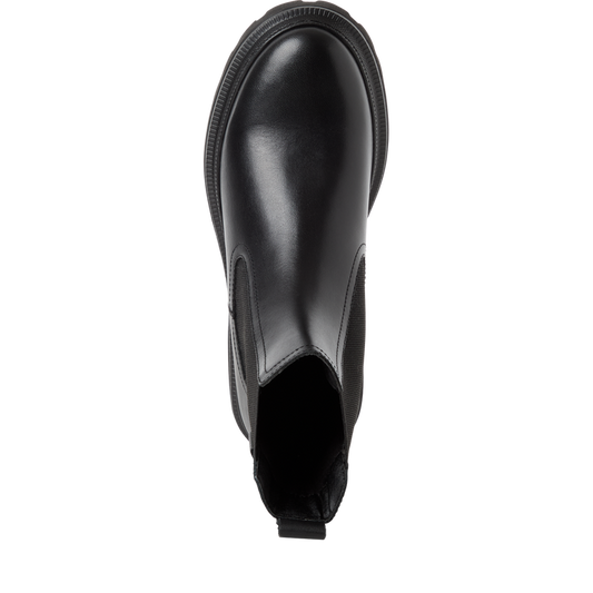 Tamaris tronchetto donna nero in pelle con elastico e plantare estraibile
