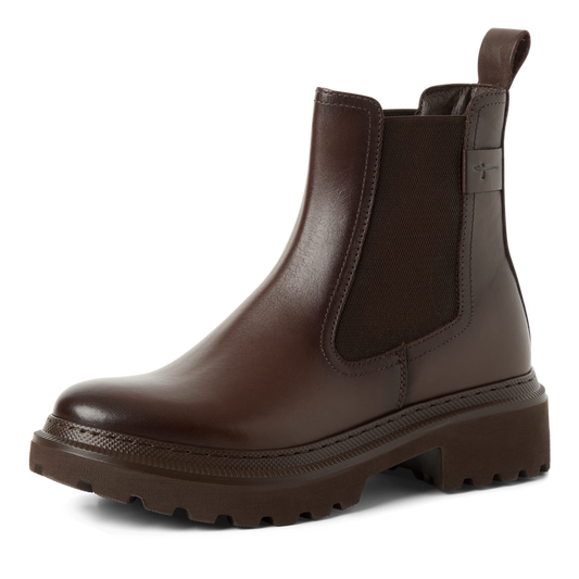 Tamaris tronchetto donna marrone in pelle con elastico e plantare estraibile