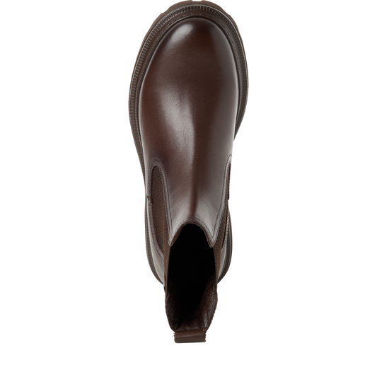 Tamaris tronchetto donna marrone in pelle con elastico e plantare estraibile
