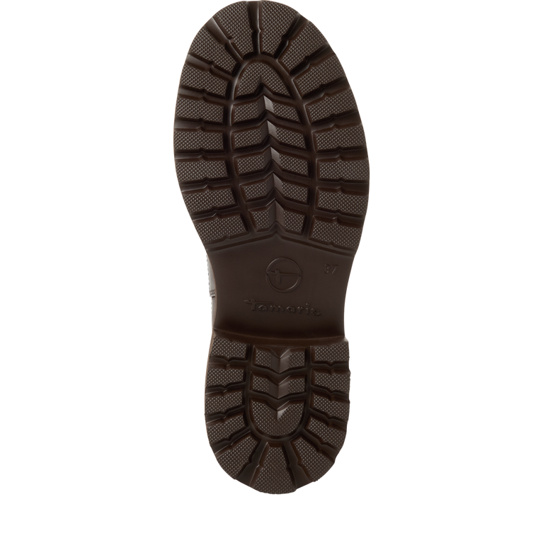Tamaris tronchetto donna marrone in pelle con elastico e plantare estraibile