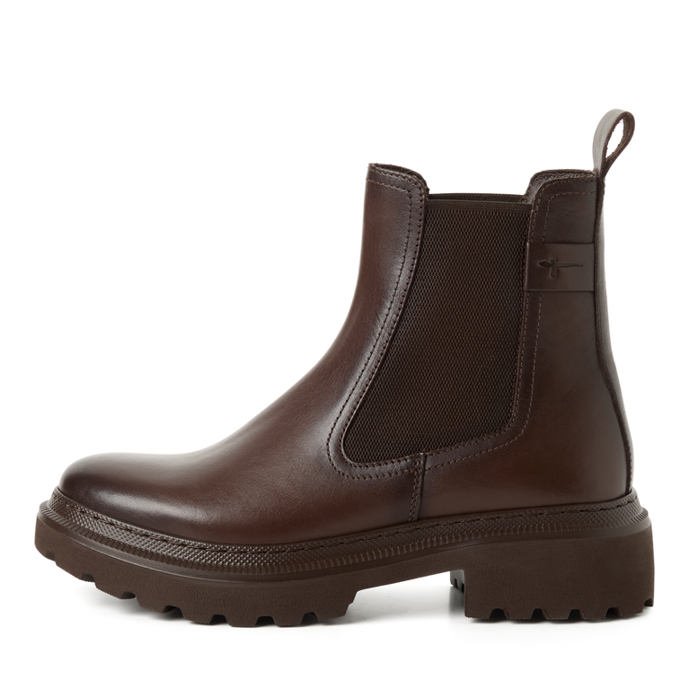 Tamaris tronchetto donna marrone in pelle con elastico e plantare estraibile