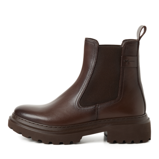 Tamaris tronchetto donna marrone in pelle con elastico e plantare estraibile