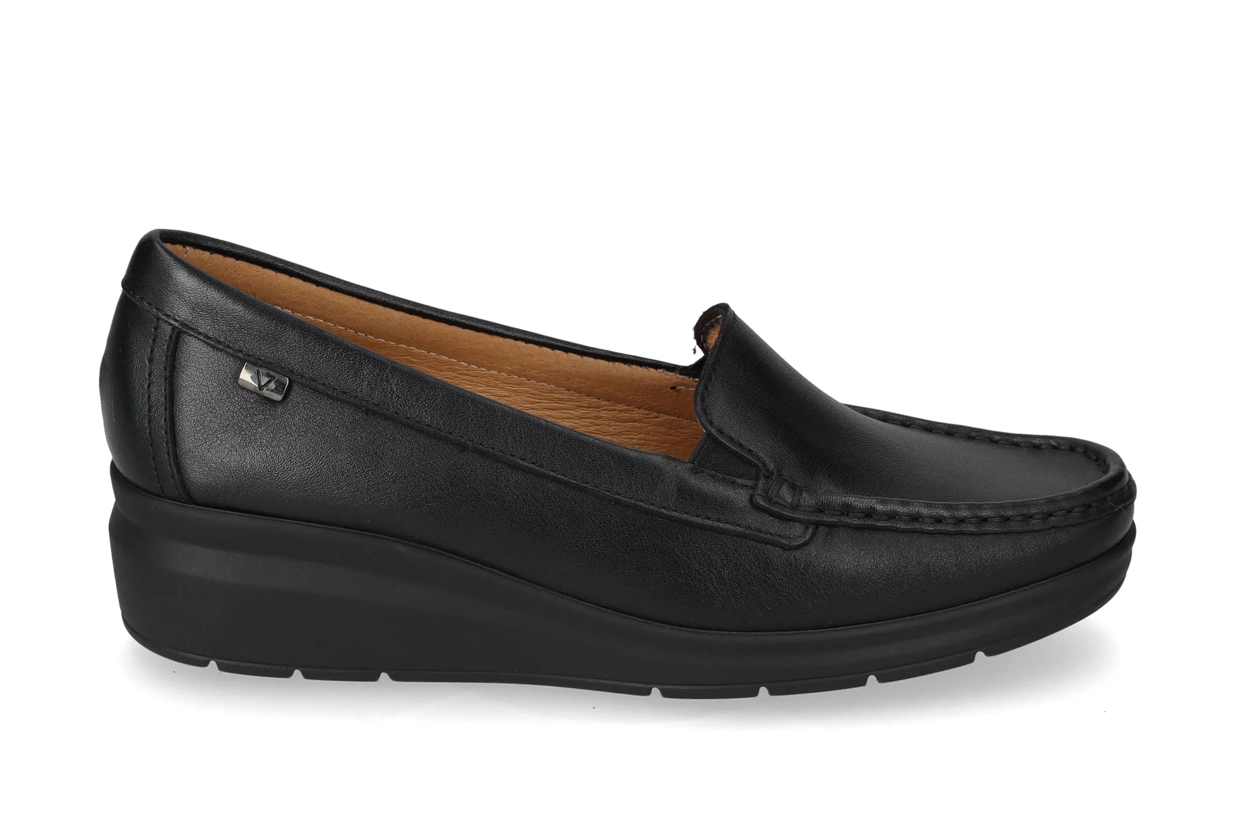 Valleverde mocassino donna nero in nappa con zeppa Made in Italy