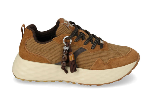 Valleverde sneaker donna camel con suola alta e dettagli decorativi