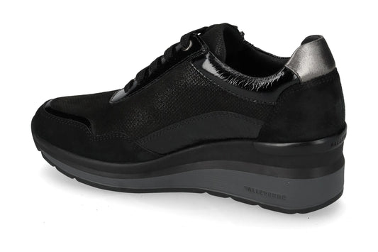 Valleverde Sneaker Donna in Camoscio Nero con Zip e Zeppa