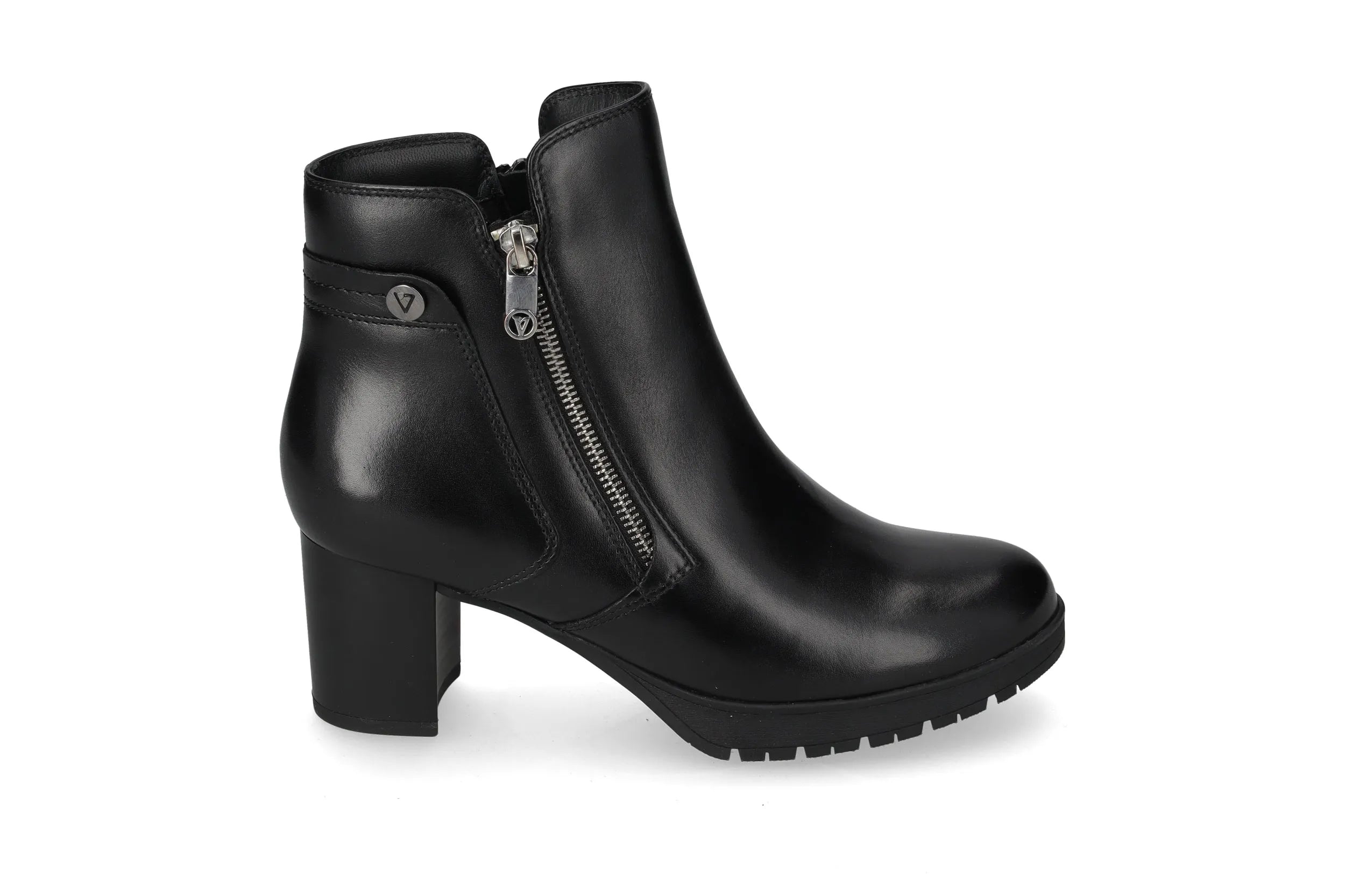 Valleverde Tronchetto Donna in Nappa Nera con Zip e Tacco