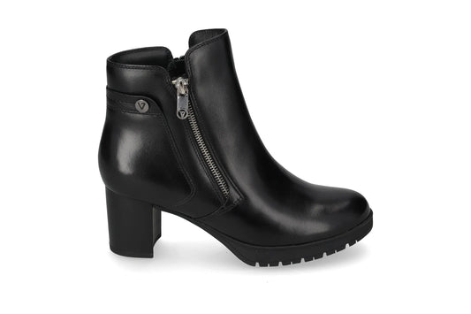 Valleverde Tronchetto Donna in Nappa Nera con Zip e Tacco