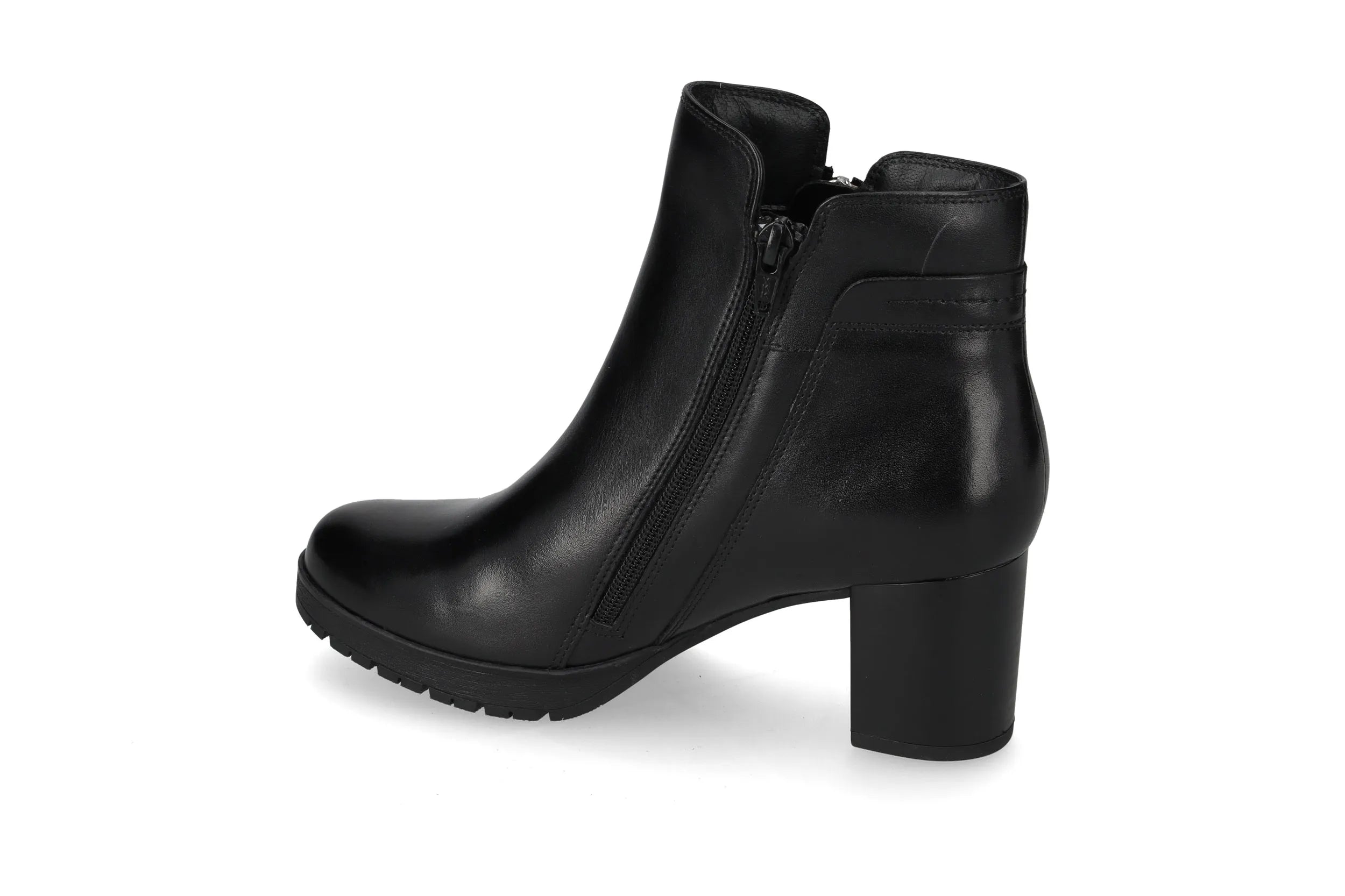 Valleverde Tronchetto Donna in Nappa Nera con Zip e Tacco