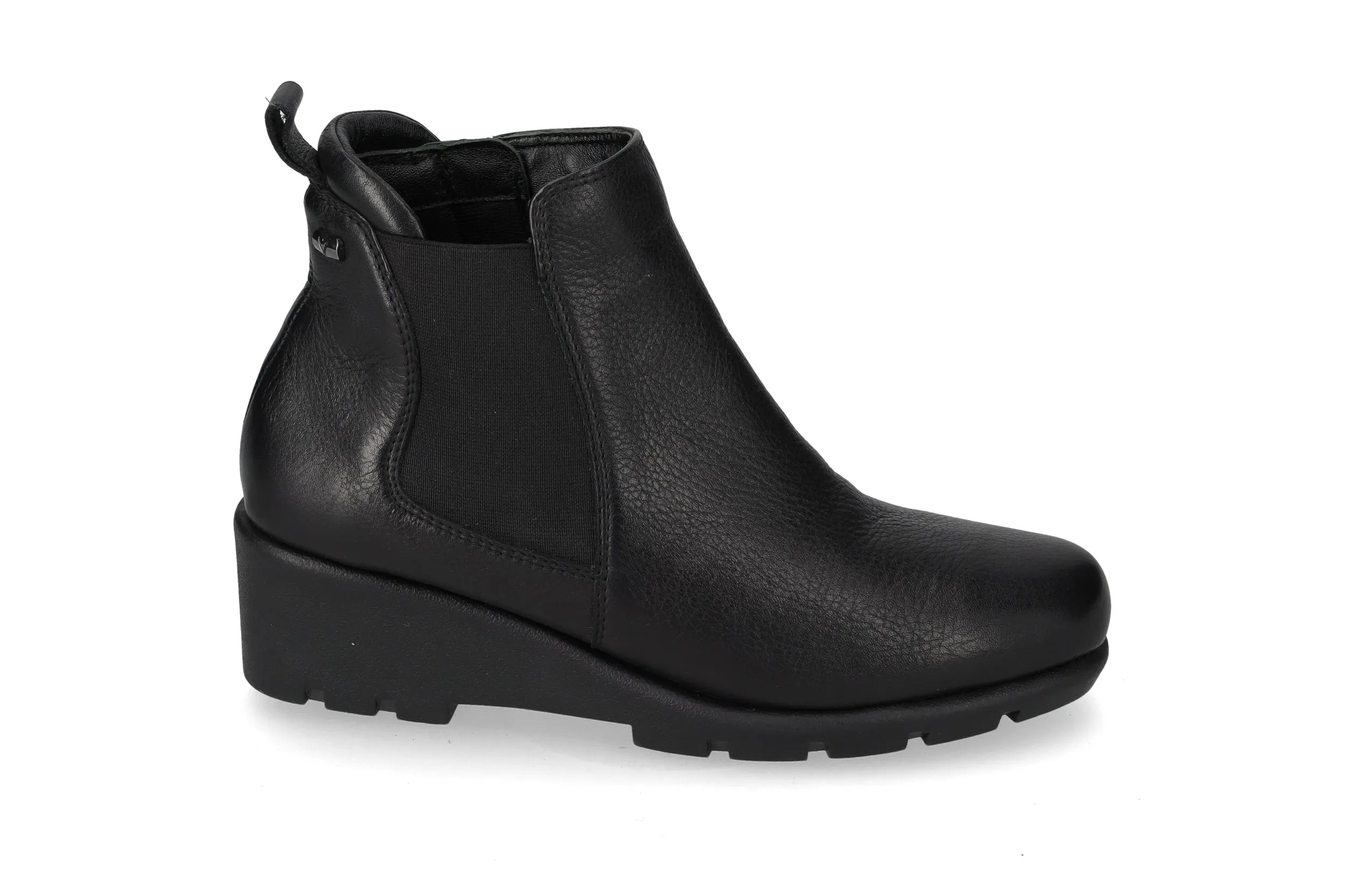 Valleverde Tronchetto Donna in Nappa Nera con Elastico, Zip e Zeppa