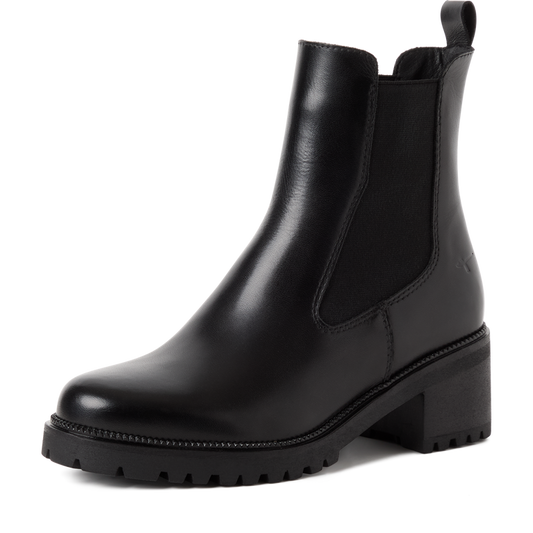 Tamaris Stivaletto Chelsea Donna in Pelle Nera con Tacco