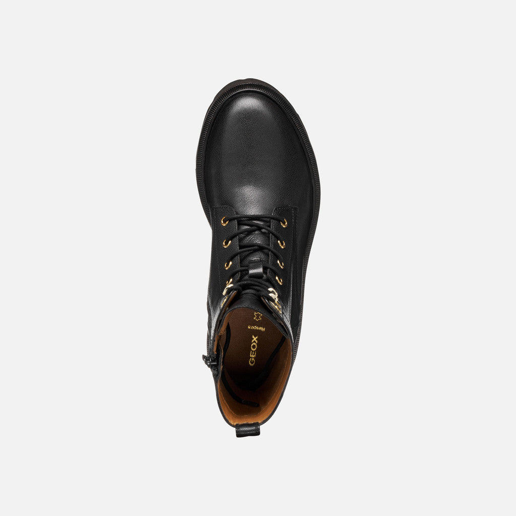 Geox Norize Donna in Capretto Nero con Lacci e Zip