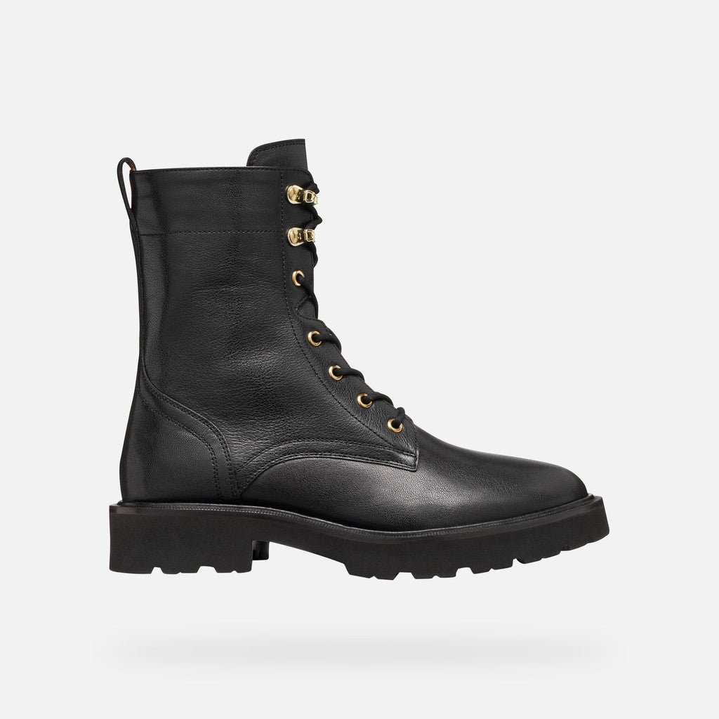 Geox Norize Donna in Capretto Nero con Lacci e Zip