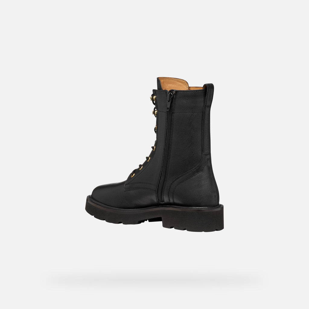 Geox Norize Donna in Capretto Nero con Lacci e Zip