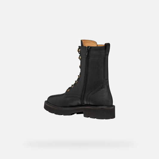 Geox Norize Donna in Capretto Nero con Lacci e Zip