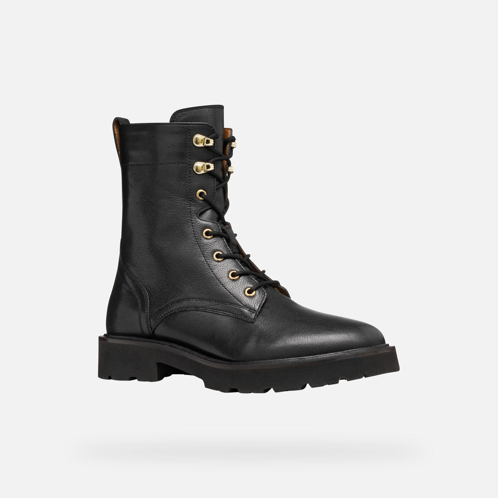 Geox Norize Donna in Capretto Nero con Lacci e Zip