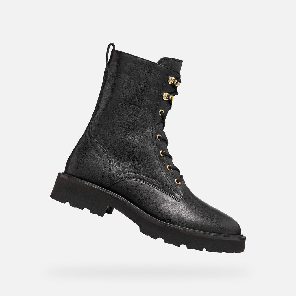 Geox Norize Donna in Capretto Nero con Lacci e Zip