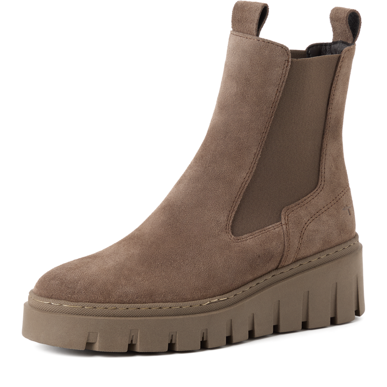 Tamaris Stivaletto Chelsea Donna Camoscio Grigio Tortora Platform