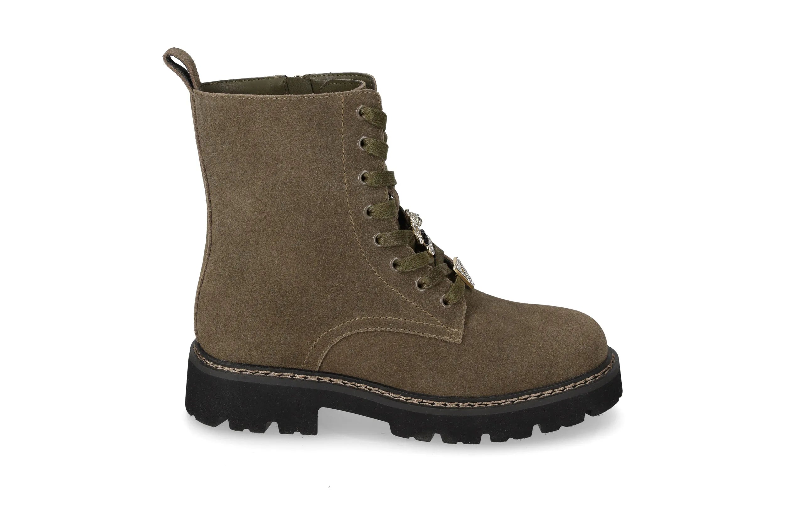 Valleverde Tronchetto Donna Suede Kaki con Gioielli Rimovibili