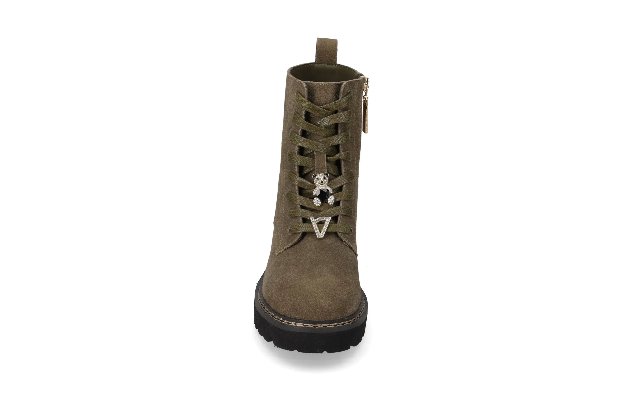 Valleverde Tronchetto Donna Suede Kaki con Gioielli Rimovibili