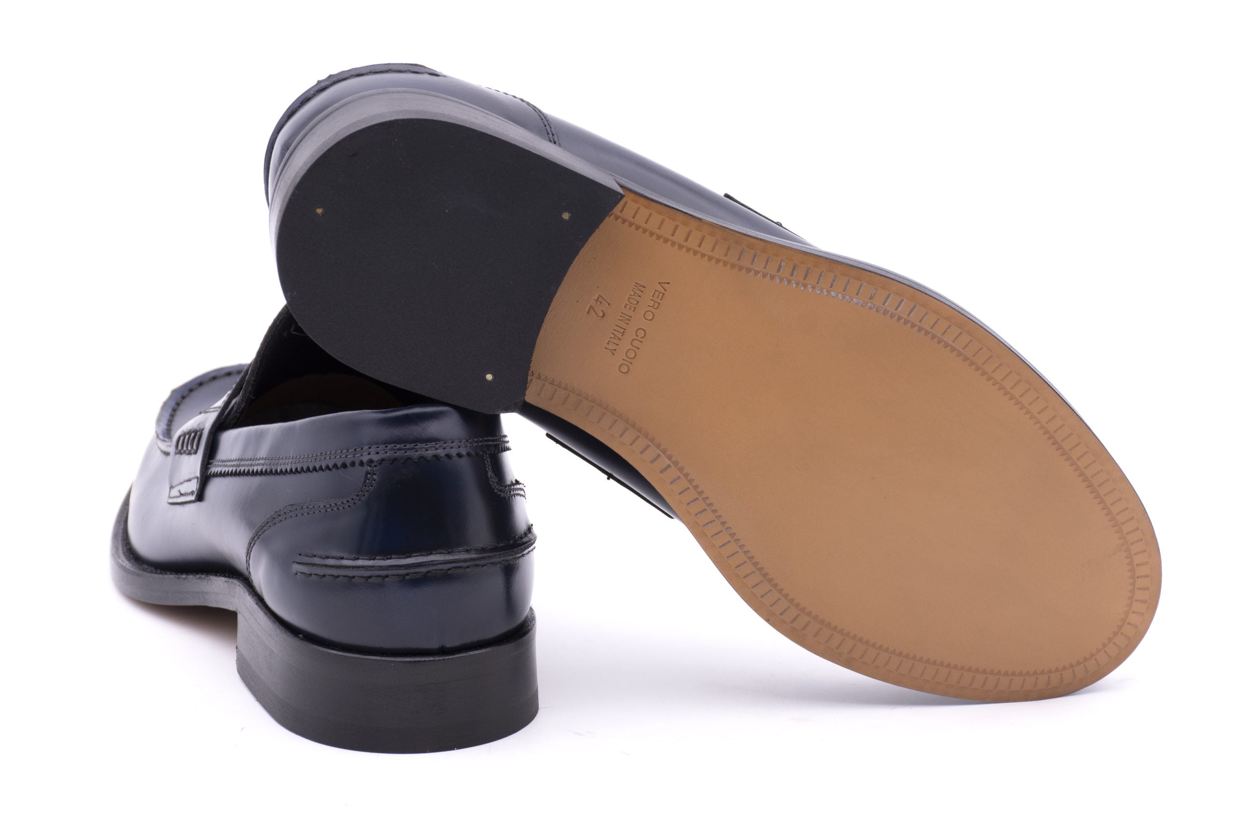 MOCASSINO FONDO CUOIO NERO MADE IN ITALY