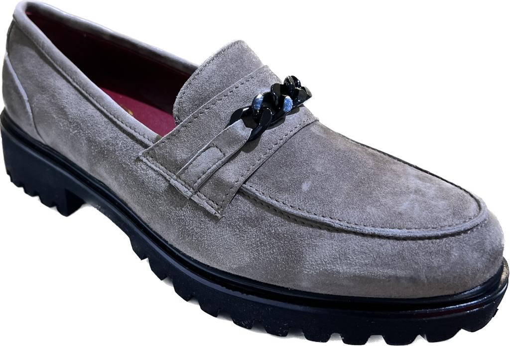 Mocassino Artigianale camoscio tortora